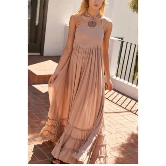 Free People Endless Summer Extratropical Maxi Dress Size Small Taupe - Picture 8 of 9